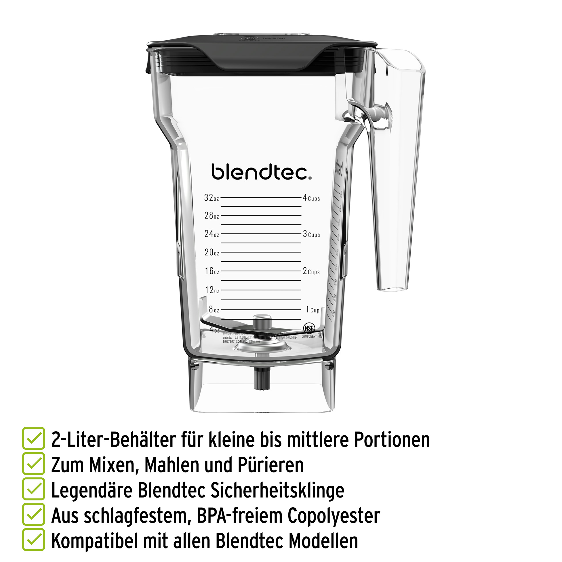 Blendtec FourSide 2-L-Mixbehaelter kompatibel mit allen Blendtec Modellen