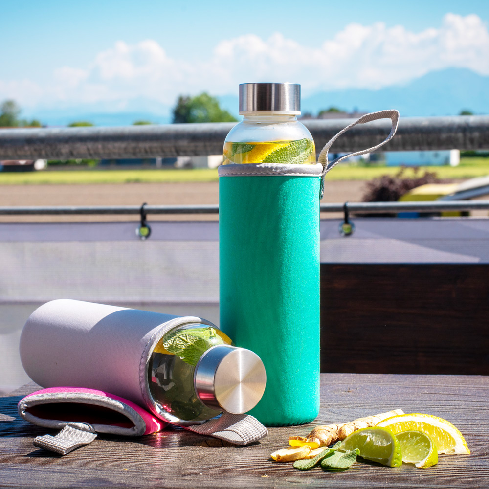 Glastrinkflasche Blau Blau 68354