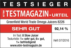 Omega Juicers 8226 - ETM Testsieger 2016 Omega Juicers 8226 - ETM Testsieger 2016